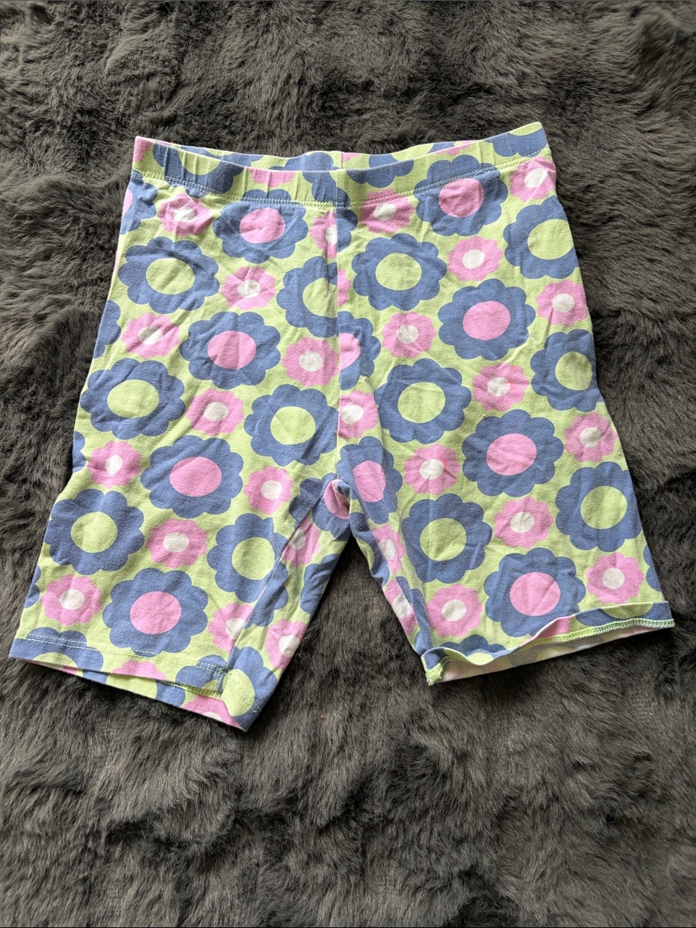 KIDS Floral Print Stretch Bike Shorts - Pink & Blue 10/12
